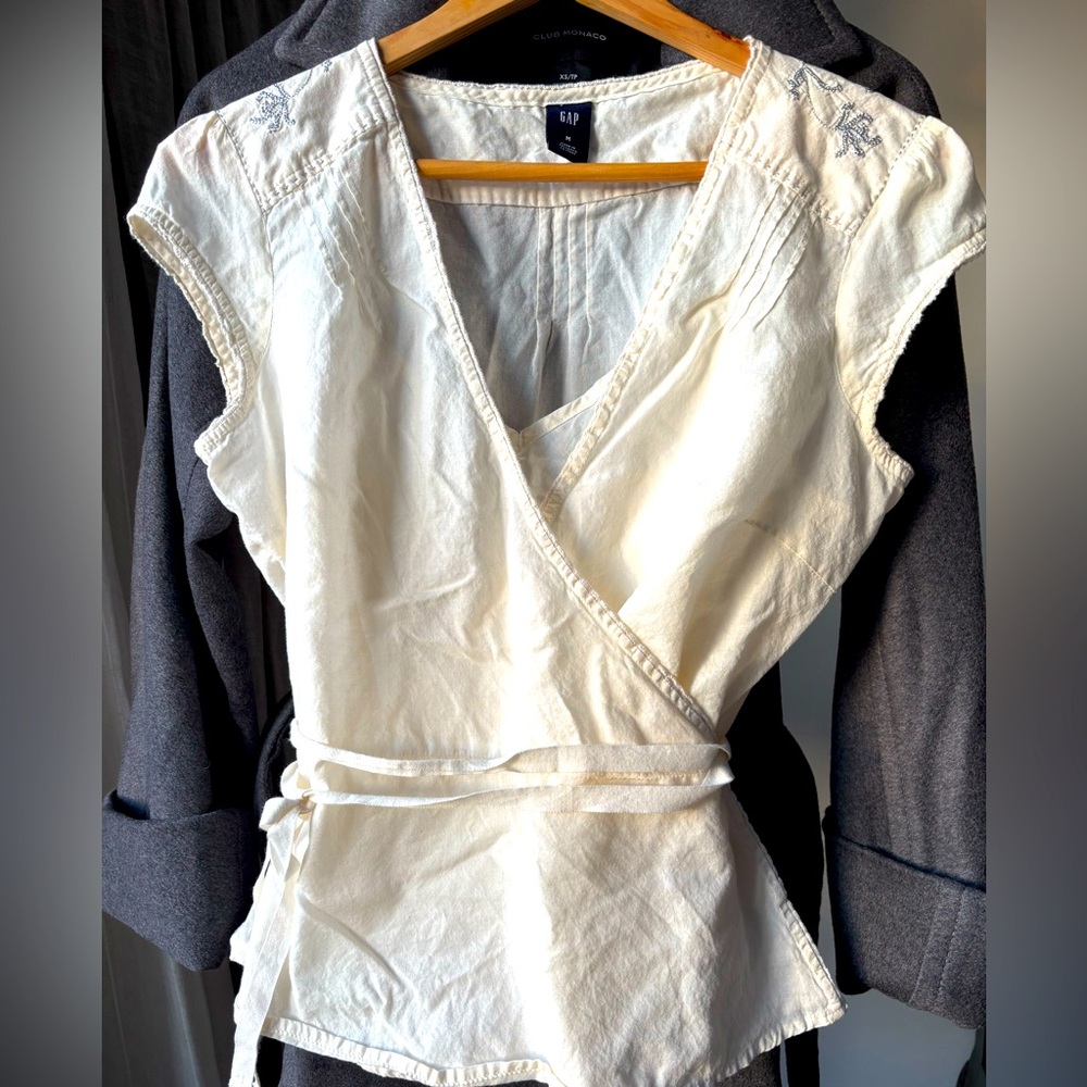Women's White Wrap Top